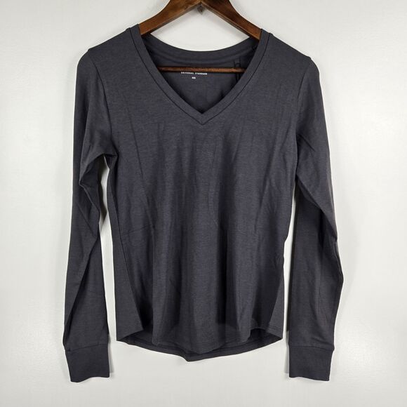 Universal Standard Women's 4XS/00-0 Gray V Neck Long Sleeve T Shirt NWT - Picture 1 of 9